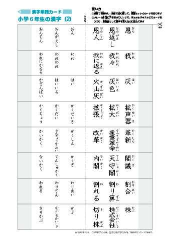 漢字単語カード［小学６年生］-2