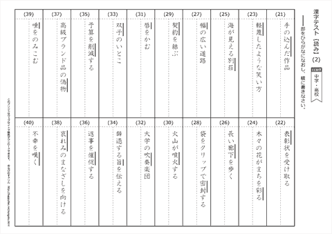 【読み】漢字テスト /中学・高校 （2）