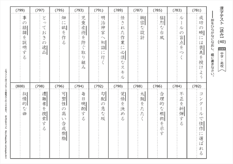 【読み】漢字テスト /中学・高校 （40）