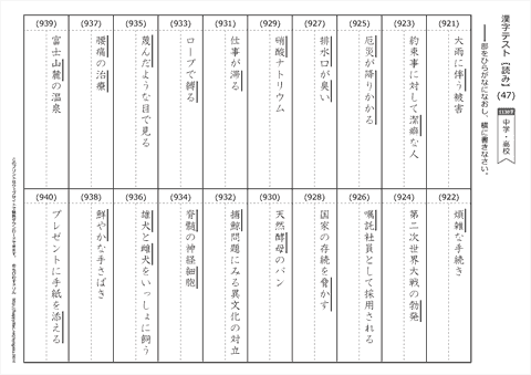 【読み】漢字テスト /中学・高校 （47）