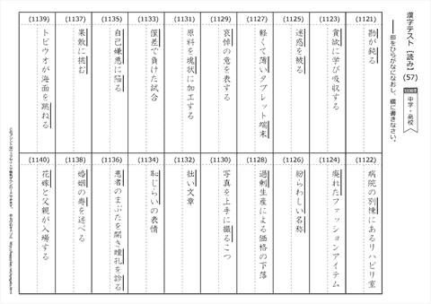 【読み】漢字テスト /中学・高校 （57）