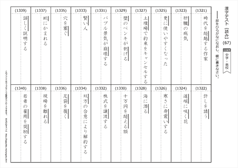 【読み】漢字テスト /中学・高校 （67）