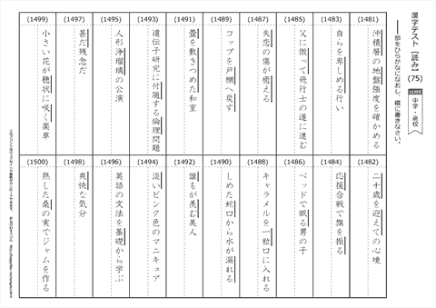【読み】漢字テスト /中学・高校 （75）