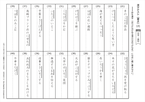 【書き取り】漢字テスト /中学・高校 （2）