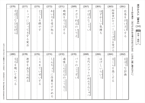 【書き取り】漢字テスト /中学・高校 （14）