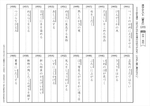 【書き取り】漢字テスト /中学・高校 （23）
