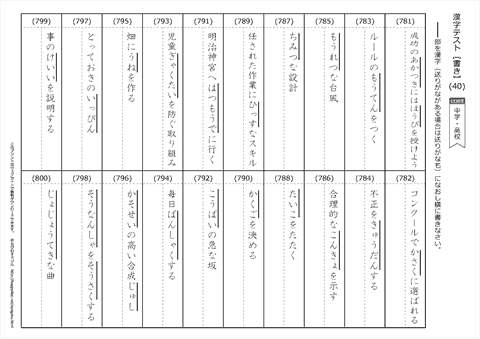 【書き取り】漢字テスト /中学・高校 （40）