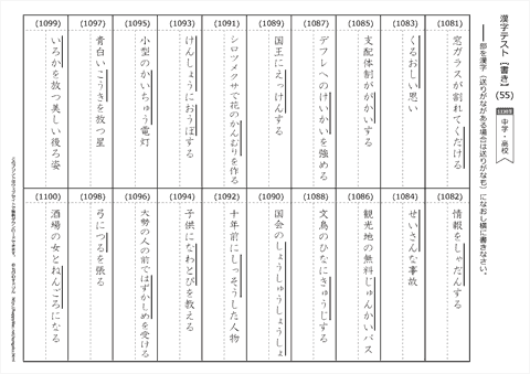 【書き取り】漢字テスト /中学・高校 （55）