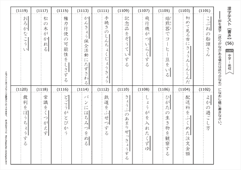 【書き取り】漢字テスト /中学・高校 （56）