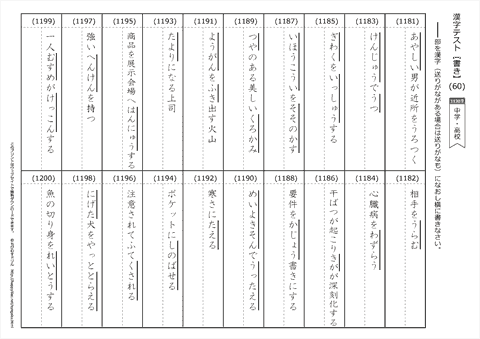 【書き取り】漢字テスト /中学・高校 （60）