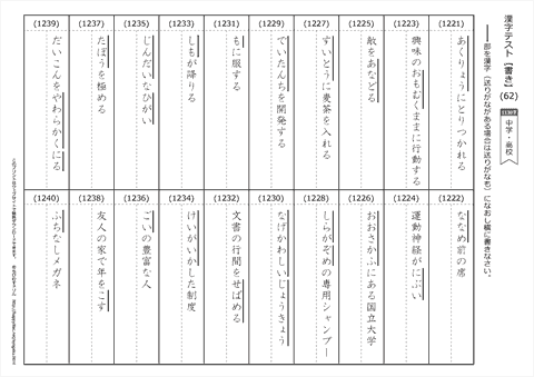 【書き取り】漢字テスト /中学・高校 （62）