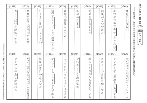 【書き取り】漢字テスト /中学・高校 （69）