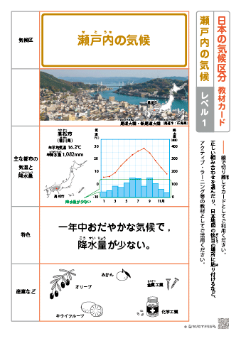 日本の気候区分 教材カード【レベル１】－瀬戸内海の気候