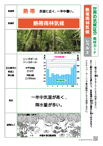 世界の気候区分 教材カード【レベル２】－熱帯雨林気候