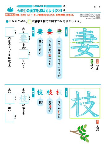 小５ 覚えやすい漢字練習プリント（23）
