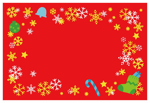 クリスマスカード【ブーツと雪の結晶】　赤
