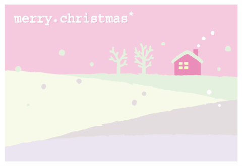 クリスマスカード【雪景色】　パステル