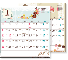 2020（2021）年 かわいいカレンダー（アンティークガーリー）CDケース用　無料ダウンロード・印刷
