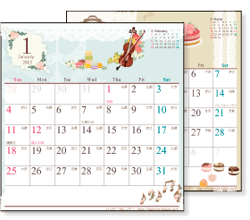 2015（2016）年 かわいいカレンダー（アンティークガーリー）CDケース用　無料ダウンロード・印刷